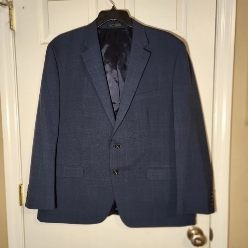 Chaps VTG Blue Wool Blend Suit Jacket 48R‎ Blue with Black